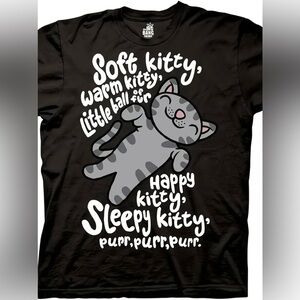 Soft Kitty Cat Graphic Short Sleeve T-Shirt Black NIP